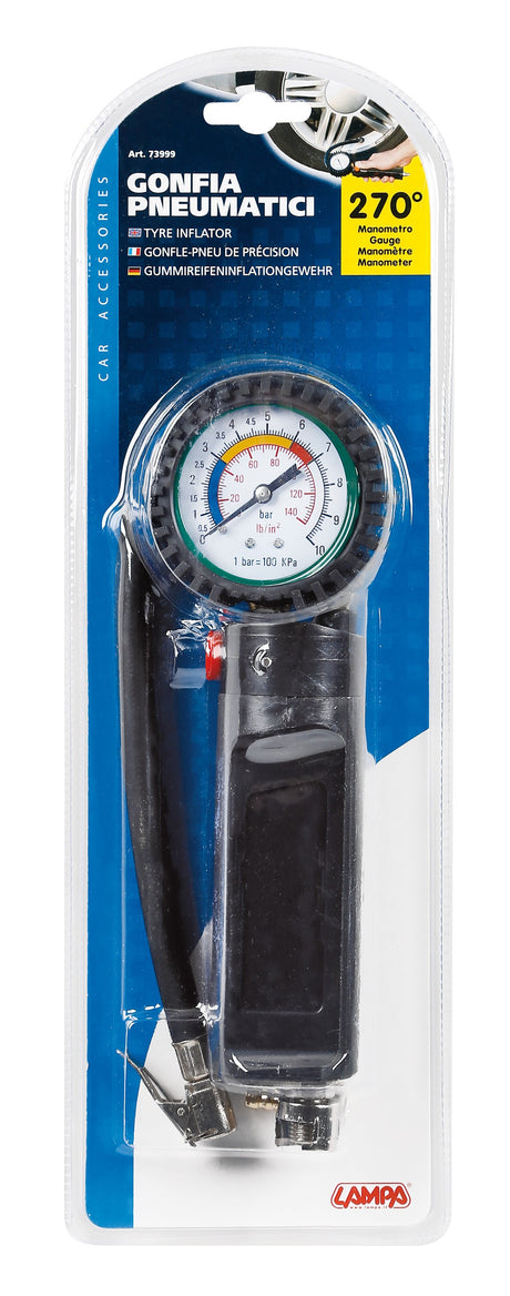 Gonfiapneumatici di precisione con manometro 270°