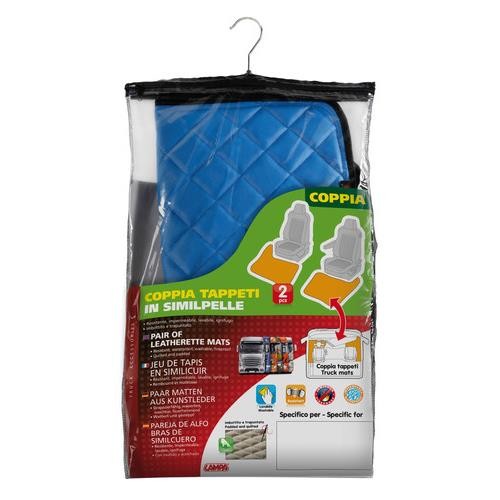 Pair of imitation leather mats - Blue - Iveco Stralis wide cab