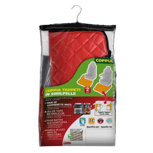 Pair of imitation leather mats - Red - Iveco Stralis wide cab