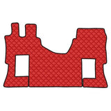 Single leatherette carpet - Red - Mercedes Actros MP4 no tunnel, pneumatic passenger seat 