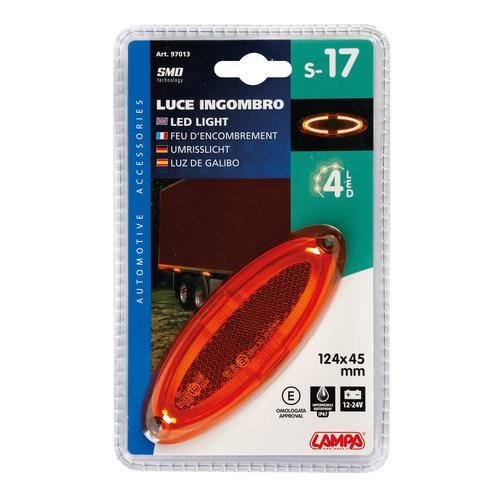 4 LED Clearance Light, Surface Mount, 12/24V - Orange