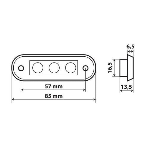 Set of 20, 3 LED clearance light, flush-mounted, 12/24V - White