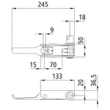 Right-hand ratchet tensioner with grooved attachment