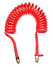 Tubo aria in poliuterano a spirale stretta rosso completo di raccordi