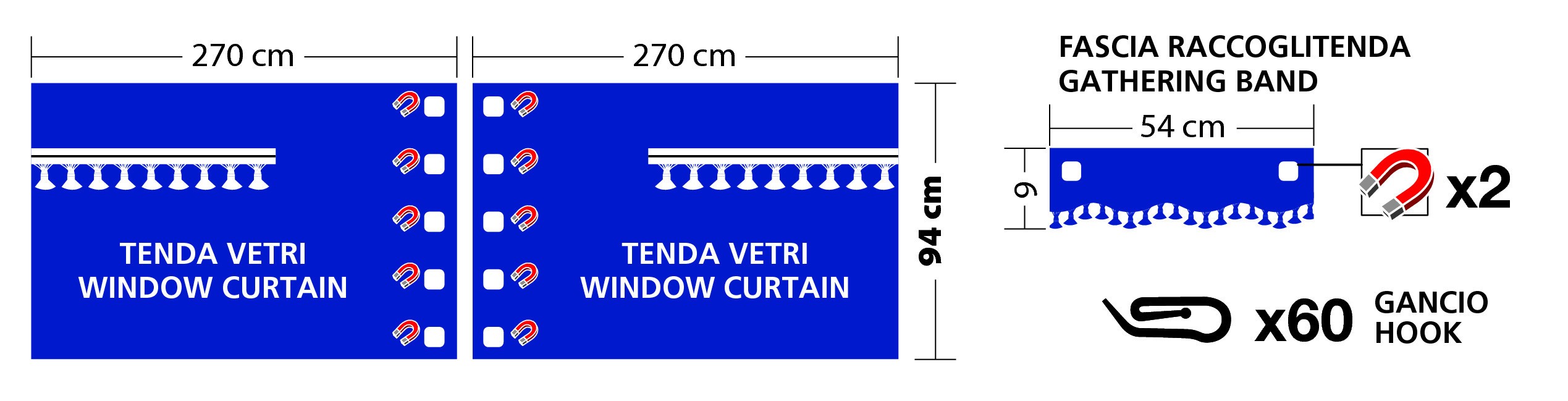 Lordtex Tende Impermeabili Per Esterno, Blu Navy, Set 2 Pannelli 132x274 Cm, Con Occhielli, Isolanti E Oscuranti