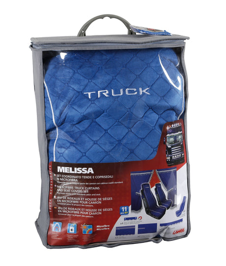 Melissa, set tende e coprisedili in microfibra per camion - Blu