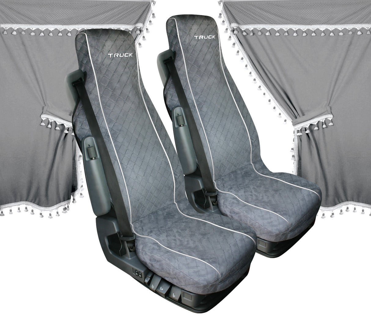 Melissa, set tende e coprisedili in microfibra per camion - Grigio