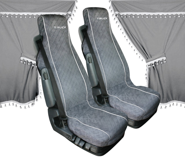 Melissa, set tende e coprisedili in microfibra per camion - Grigio