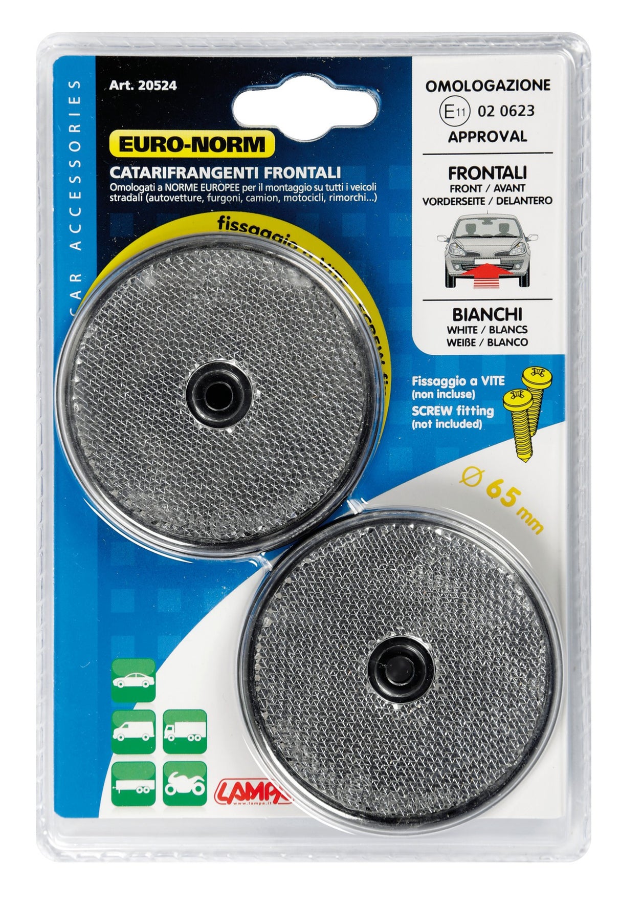 Catarifrangenti rotondi - Ø 65 mm - Bianco