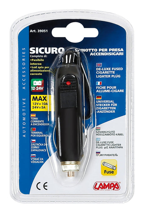 Sicuro, spinotto per presa accendisigari 12/24V