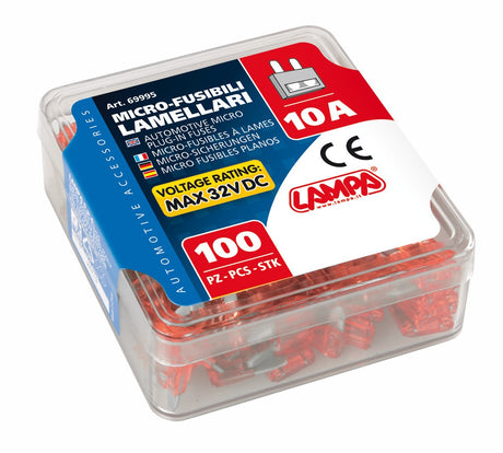 Set 100 micro fusibili lamellari, 12/32V - 10A