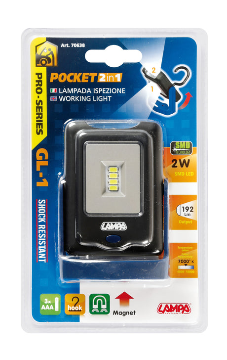 GL-1, lampada ispezione a LED con torcia - D/Blister