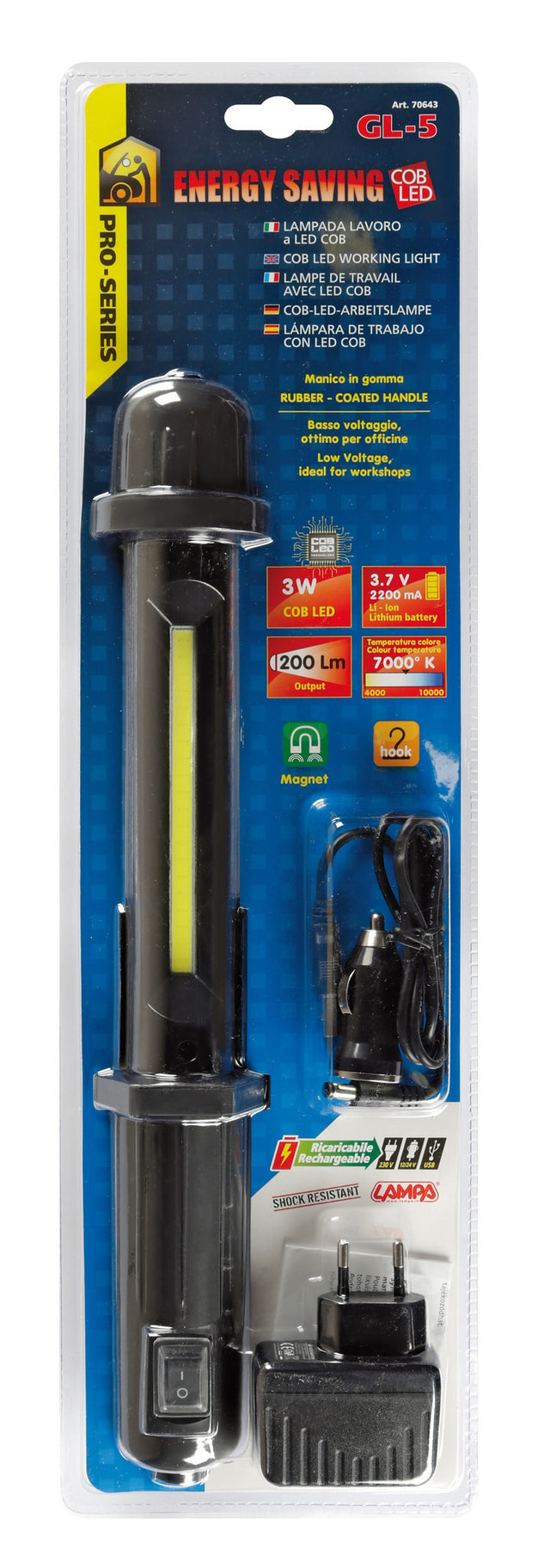 GL-5, lampada da lavoro ricaricabile a LED COB