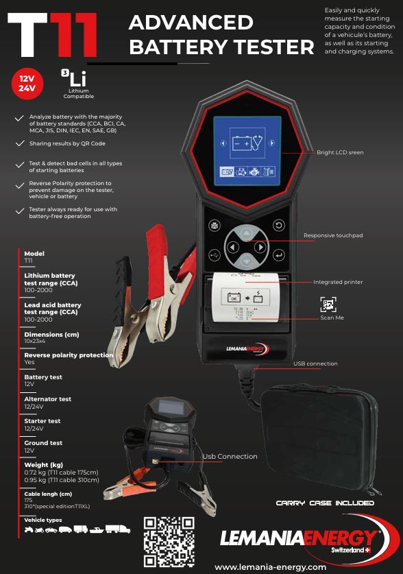 Tester professionale 12/24V batterie, alternatore, motorino