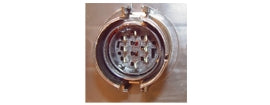 Dettaglio del connettore elettrico circolare del fanale sinistro tipo Iveco, rif. 99463244