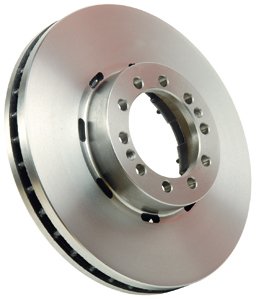 Disco freno ventilato per Renault Midlum, vista di tre quarti con fori di fissaggio e canali di ventilazione visibili