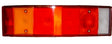 Fanale sinistro tipo Iveco, rif. 99463244, vista frontale con lenti rosse, arancioni e trasparente