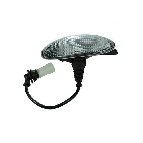 Fanalino ingombro per tetto e visiera Iveco con lente trasparente, base nera e cavo con connettore