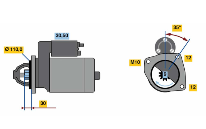 Starter motor Daily BOSCH system 12V 2.2 KW