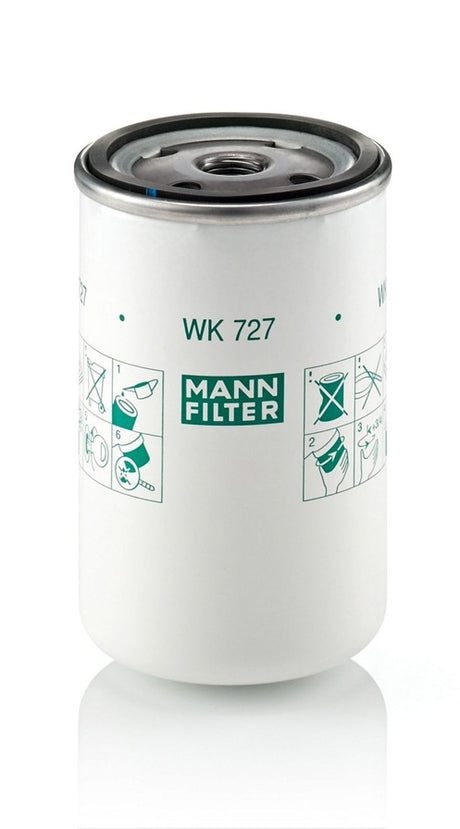 Filtro gasolio MANN-FILTER WK 727, vista del corpo e della base filettata